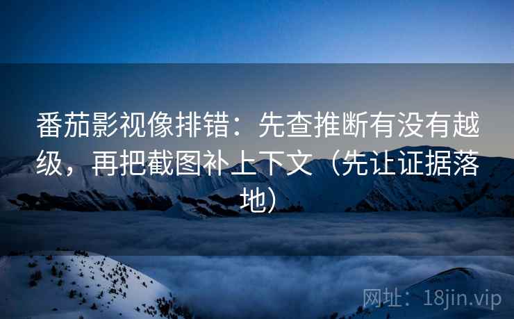 番茄影视像排错：先查推断有没有越级，再把截图补上下文（先让证据落地）